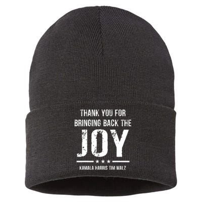 Harris Walz T Thank You For Bringing Back The Joy Political Sustainable Knit Beanie