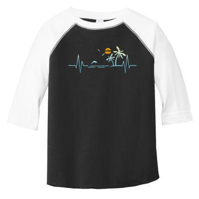 Heartbeat With Tropical Palm Trees Beach Island Sunset Toddler Fine Jersey T-Shirt