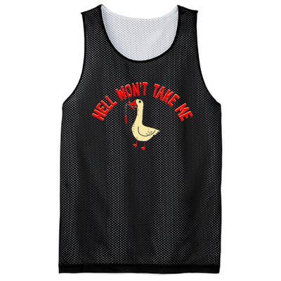 Hell WonT Take Me Funny Duck Graphic Mesh Reversible Basketball Jersey Tank