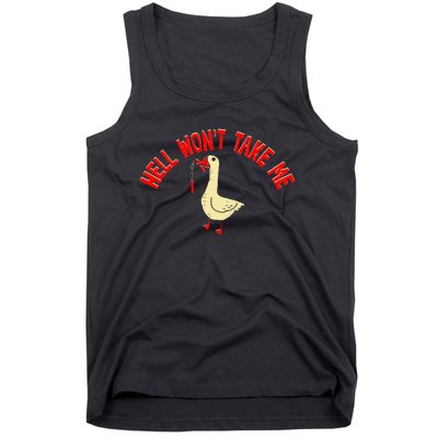 Hell WonT Take Me Funny Duck Graphic Tank Top