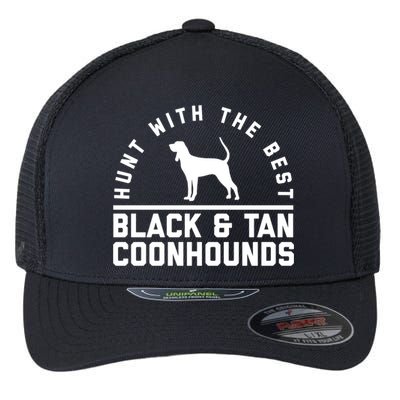 Hunt With The Best ~ Black And Tan Coonhound Cool Gift Distressed Flexfit Unipanel Trucker Cap