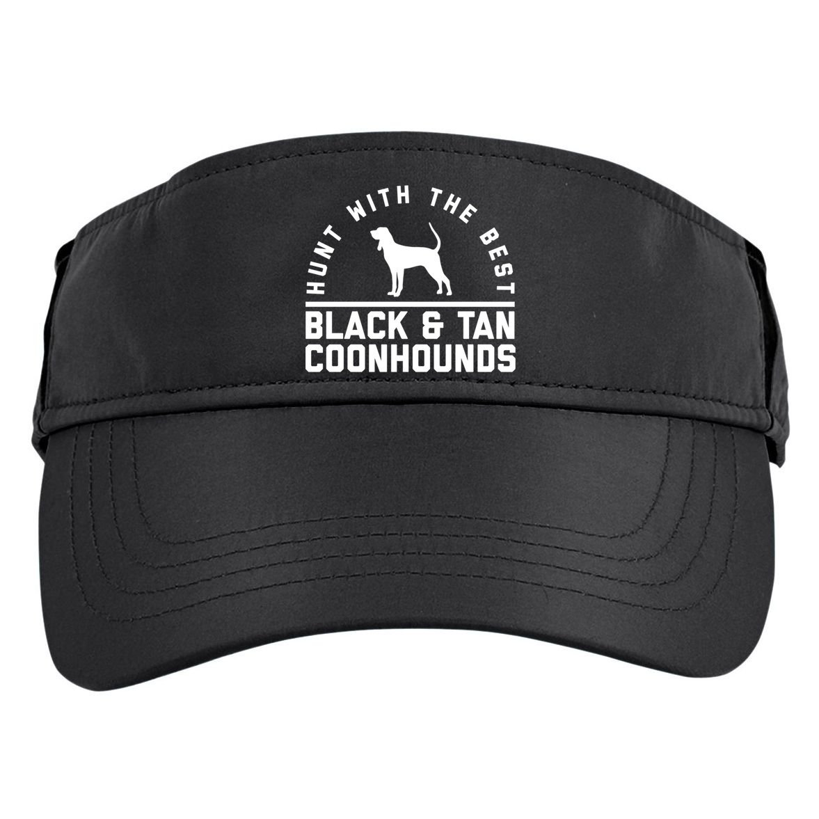 Hunt With The Best ~ Black And Tan Coonhound Cool Gift Distressed Adult Drive Performance Visor