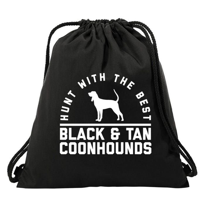 Hunt With The Best ~ Black And Tan Coonhound Cool Gift Distressed Drawstring Bag