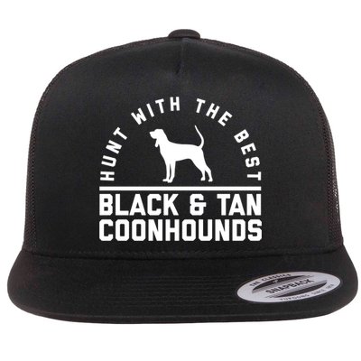 Hunt With The Best ~ Black And Tan Coonhound Cool Gift Distressed Flatbill Hat
