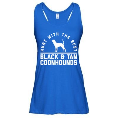 Hunt With The Best ~ Black And Tan Coonhound Cool Gift Distressed Ladies Essential Flowy Tank
