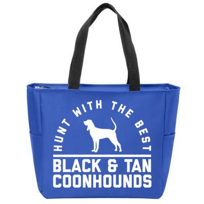 Hunt With The Best ~ Black And Tan Coonhound Cool Gift Distressed Zip Tote Bag