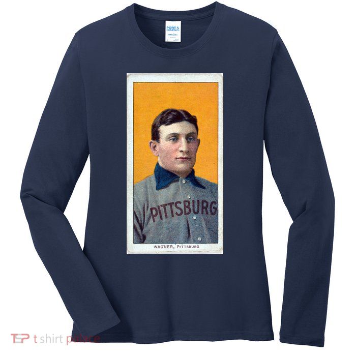 Honus Wagner T206 Baseball Card Ladies Long Sleeve Shirt