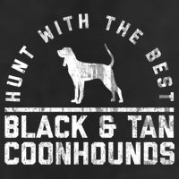 Hunt With The Best ~ Black And Tan Coonhound Gift Distressed Great Gift 7 Panel Mesh Trucker Snapback Hat