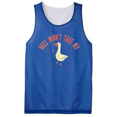 Hell Wont Take Me Funny Duck Mesh Reversible Basketball Jersey Tank