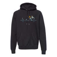 Heartbeat With Tropical Palm Trees Beach Island Sunset Premium Hoodie