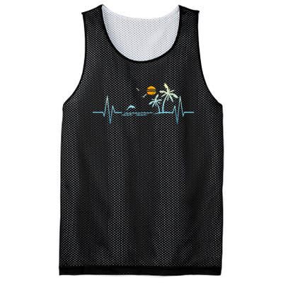 Heartbeat With Tropical Palm Trees Beach Island Sunset Mesh Reversible Basketball Jersey Tank