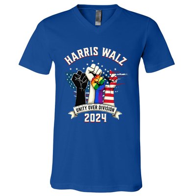 Harris Walz Unity Over Division Harris Walz V-Neck T-Shirt