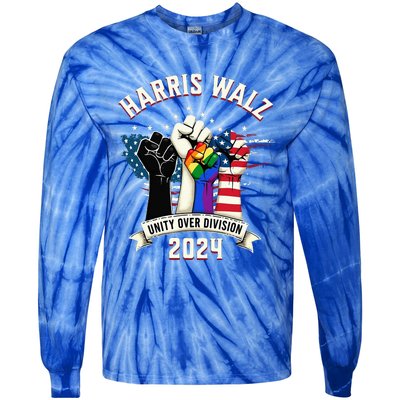 Harris Walz Unity Over Division Harris Walz Tie-Dye Long Sleeve Shirt