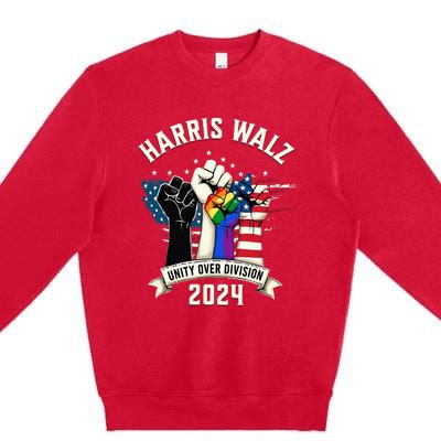 Harris Walz Unity Over Division Harris Walz Premium Crewneck Sweatshirt