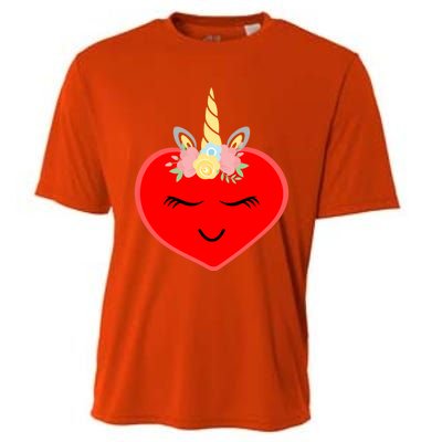 Heart With Unicorn Horn Cute Valentines Day Funny Unicorn Meaningful Gift Cooling Performance Crew T-Shirt