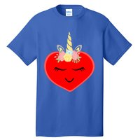 Heart With Unicorn Horn Cute Valentines Day Funny Unicorn Meaningful Gift Tall T-Shirt