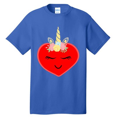 Heart With Unicorn Horn Cute Valentines Day Funny Unicorn Meaningful Gift Tall T-Shirt