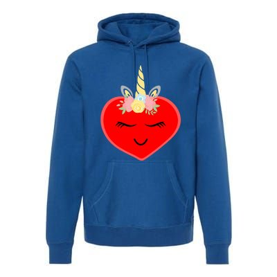 Heart With Unicorn Horn Cute Valentines Day Funny Unicorn Meaningful Gift Premium Hoodie