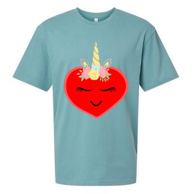 Heart With Unicorn Horn Cute Valentines Day Funny Unicorn Meaningful Gift Sueded Cloud Jersey T-Shirt