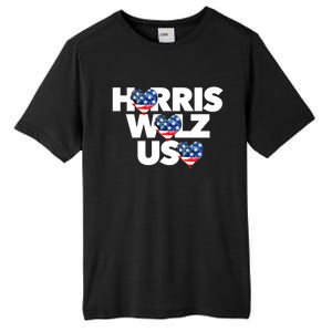 Harris Walz Usa American Flag Hearts Vote United States Love Gift Tall Fusion ChromaSoft Performance T-Shirt