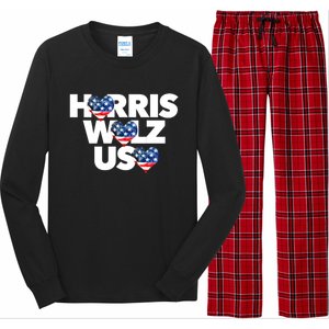 Harris Walz Usa American Flag Hearts Vote United States Love Gift Long Sleeve Pajama Set