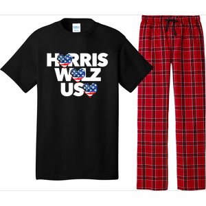 Harris Walz Usa American Flag Hearts Vote United States Love Gift Pajama Set