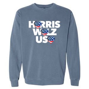 Harris Walz Usa American Flag Hearts Vote United States Love Gift Garment-Dyed Sweatshirt