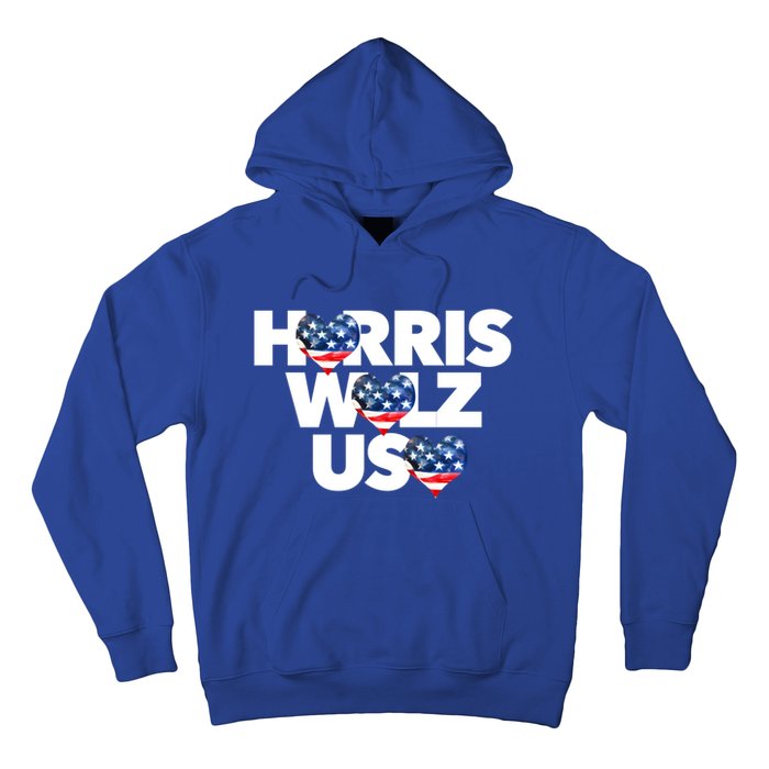 Harris Walz Usa American Flag Hearts Vote United States Love Gift Hoodie