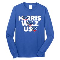 Harris Walz Usa American Flag Hearts Vote United States Love Gift Long Sleeve Shirt