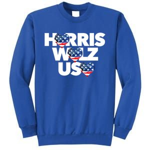 Harris Walz Usa American Flag Hearts Vote United States Love Gift Sweatshirt