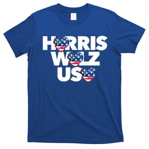 Harris Walz Usa American Flag Hearts Vote United States Love Gift T-Shirt