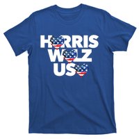 Harris Walz Usa American Flag Hearts Vote United States Love Gift T-Shirt