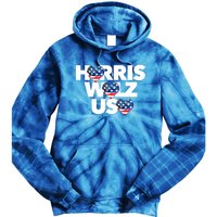 Harris Walz Usa American Flag Hearts Vote United States Love Gift Tie Dye Hoodie