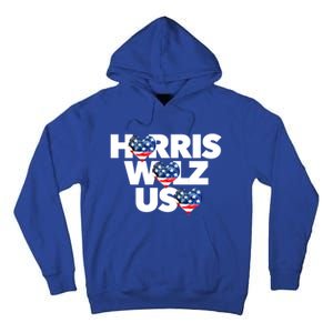 Harris Walz Usa American Flag Hearts Vote United States Love Gift Tall Hoodie