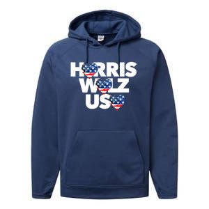 Harris Walz Usa American Flag Hearts Vote United States Love Gift Performance Fleece Hoodie