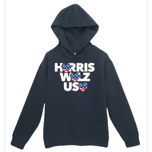 Harris Walz Usa American Flag Hearts Vote United States Love Gift Urban Pullover Hoodie