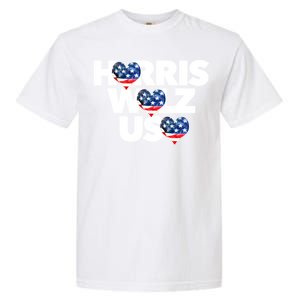 Harris Walz Usa American Flag Hearts Vote United States Love Gift Garment-Dyed Heavyweight T-Shirt