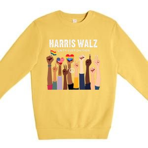 Harris Walz Unity Over Division Kamala Harris Hand Fist Premium Crewneck Sweatshirt