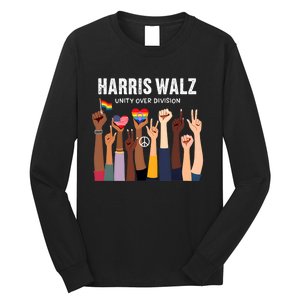 Harris Walz Unity Over Division Kamala Harris Hand Fist Long Sleeve Shirt