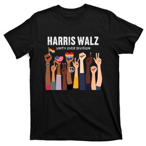 Harris Walz Unity Over Division Kamala Harris Hand Fist T-Shirt