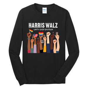 Harris Walz Unity Over Division Kamala Harris Hand Fist Tall Long Sleeve T-Shirt