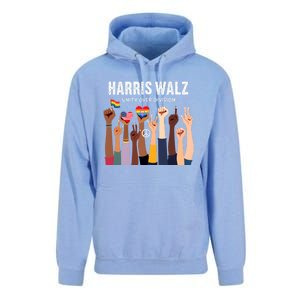 Harris Walz Unity Over Division Kamala Harris Hand Fist Unisex Surf Hoodie