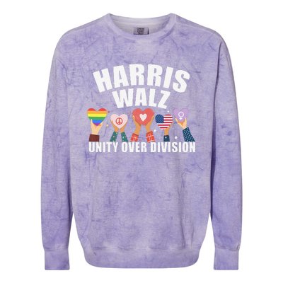 Harris Walz Unity Over Division Election 2024 Colorblast Crewneck Sweatshirt