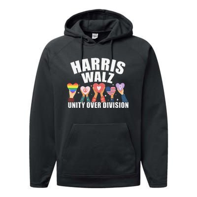 Harris Walz Unity Over Division Election 2024 Performance Fleece Hoodie