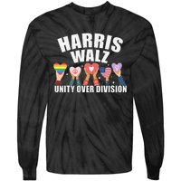 Harris Walz Unity Over Division Election 2024 Tie-Dye Long Sleeve Shirt