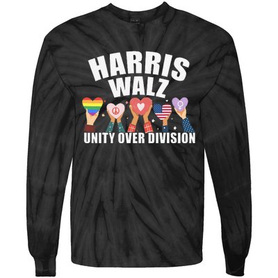 Harris Walz Unity Over Division Election 2024 Tie-Dye Long Sleeve Shirt