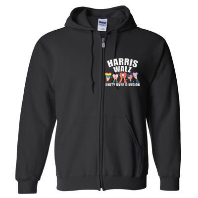 Harris Walz Unity Over Division Election 2024 Full Zip Hoodie