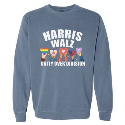 Harris Walz Unity Over Division Election 2024 Garment-Dyed Sweatshirt