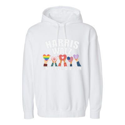 Harris Walz Unity Over Division Election 2024 Garment-Dyed Fleece Hoodie