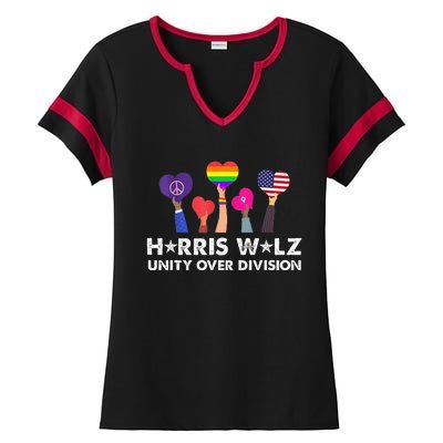 Harris Walz Unity Over Division Ladies Halftime Notch Neck Tee